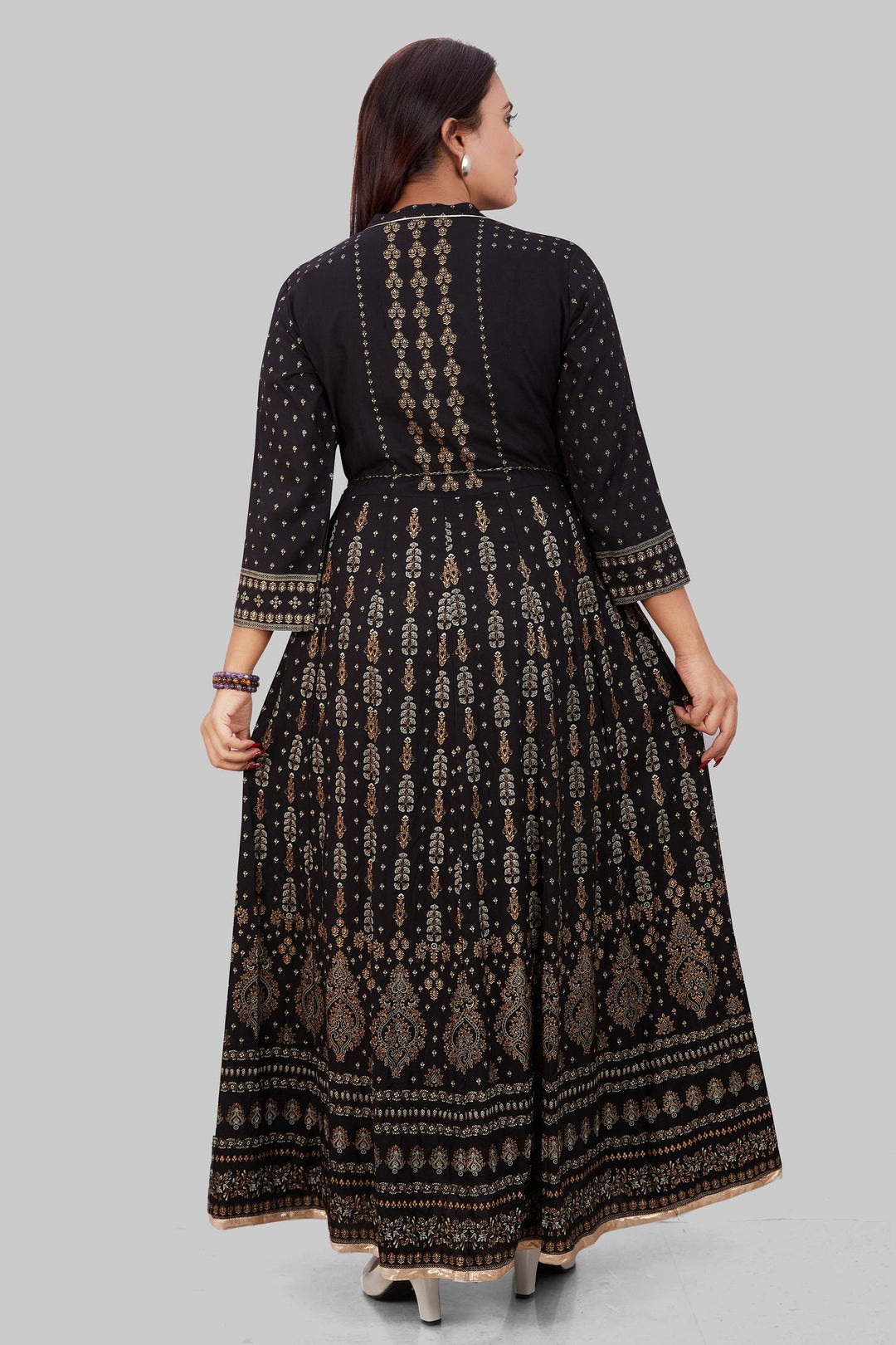 Black Rayon Anarkali Embroidered Kurta