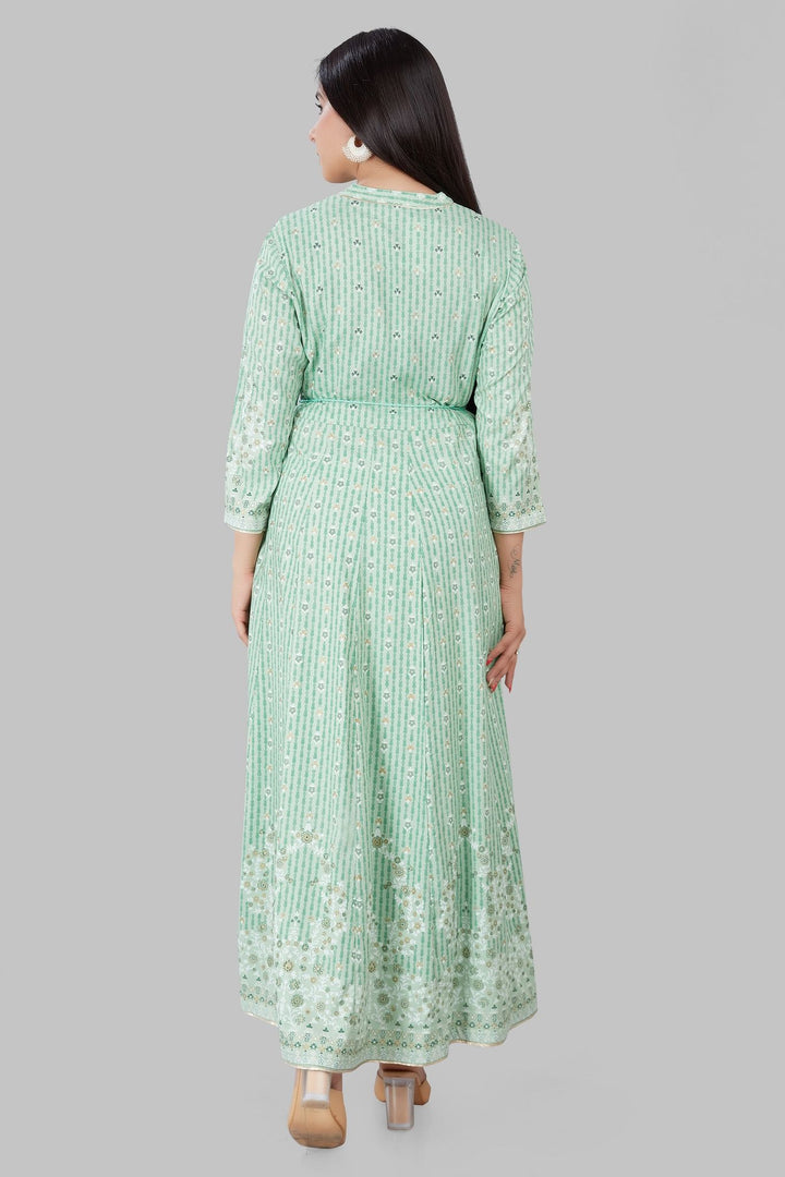 Pista Green Rayon Anarkali Embroidered Kurta