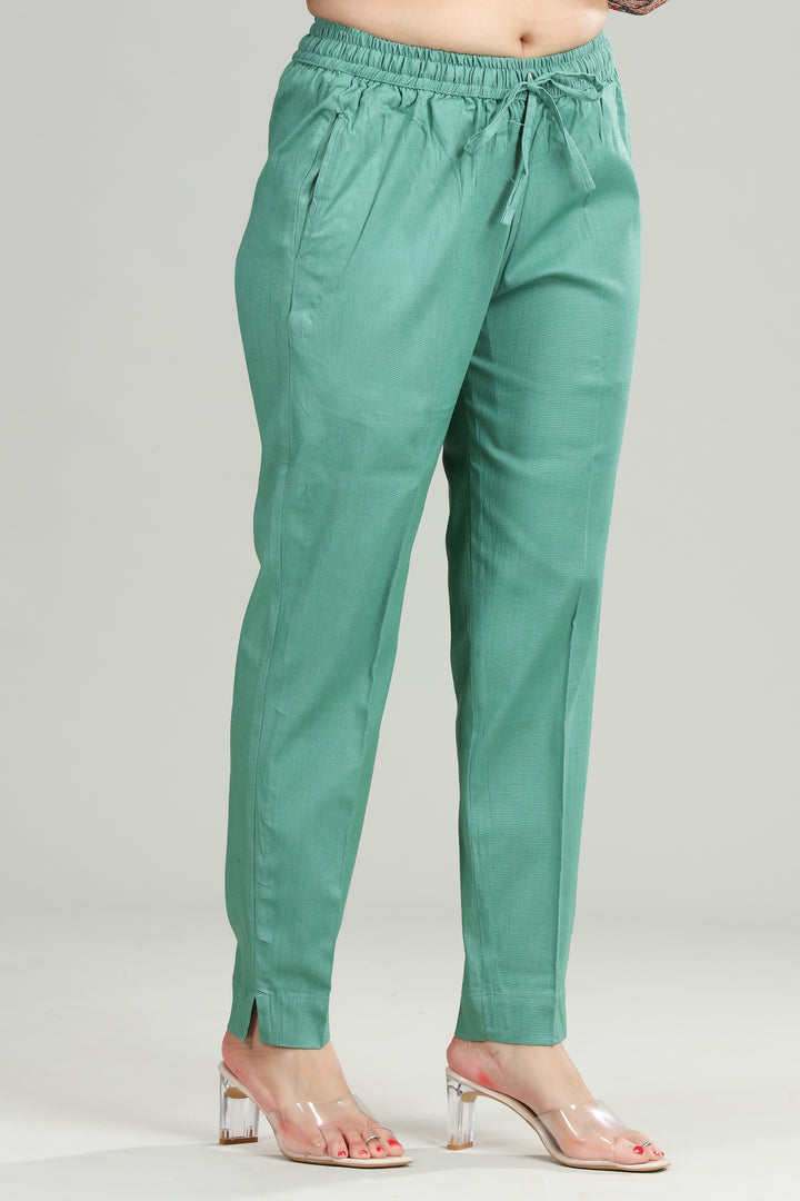 Rama Green Cotton Lycra Pant