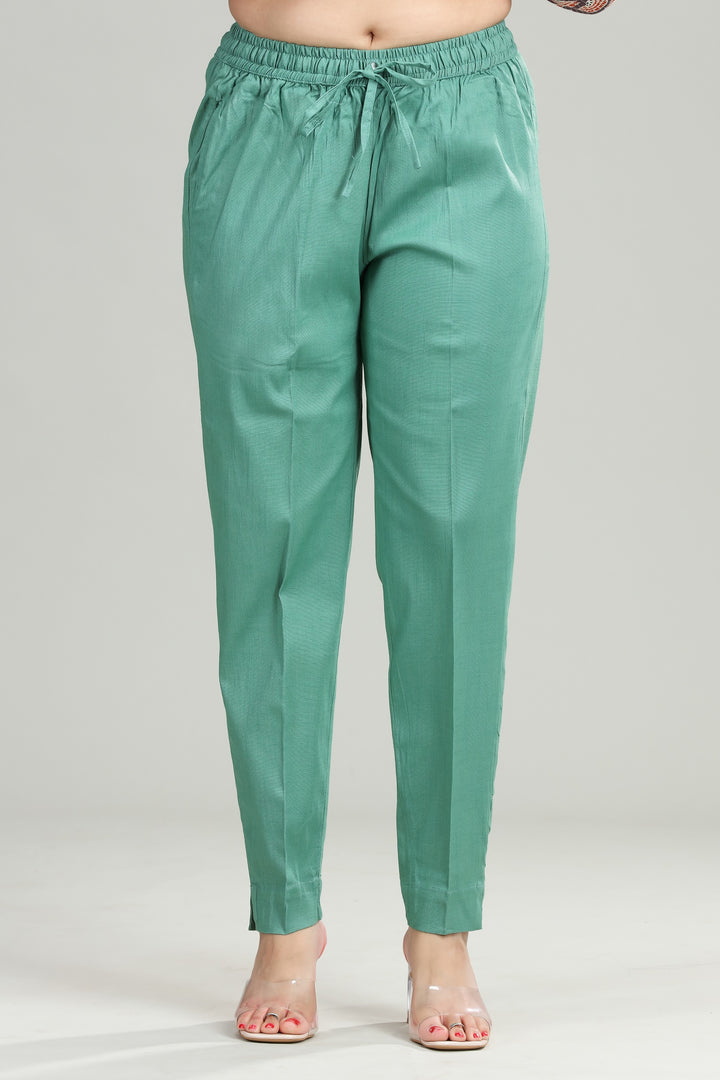 Rama Green Cotton Lycra Pant