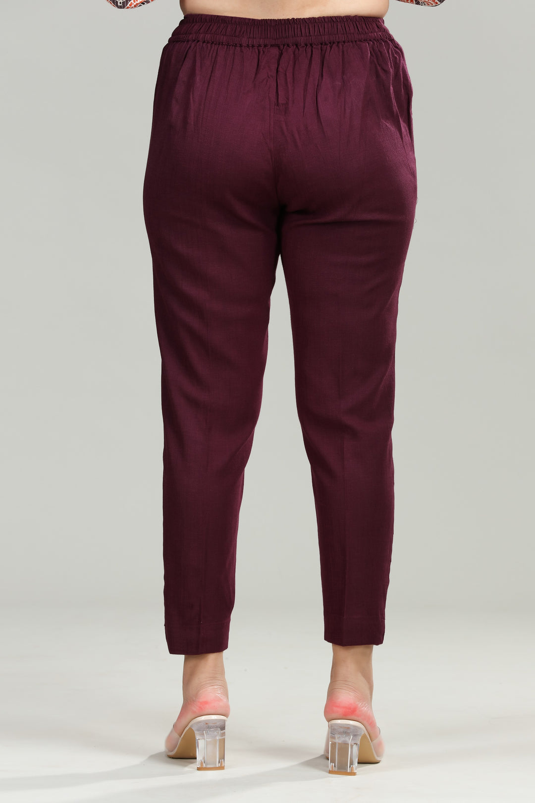 Wine Cotton Lycra Pant