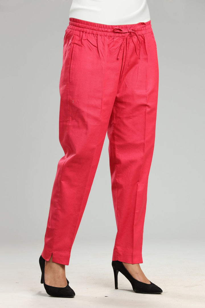 Pink Cotton Pant For Women