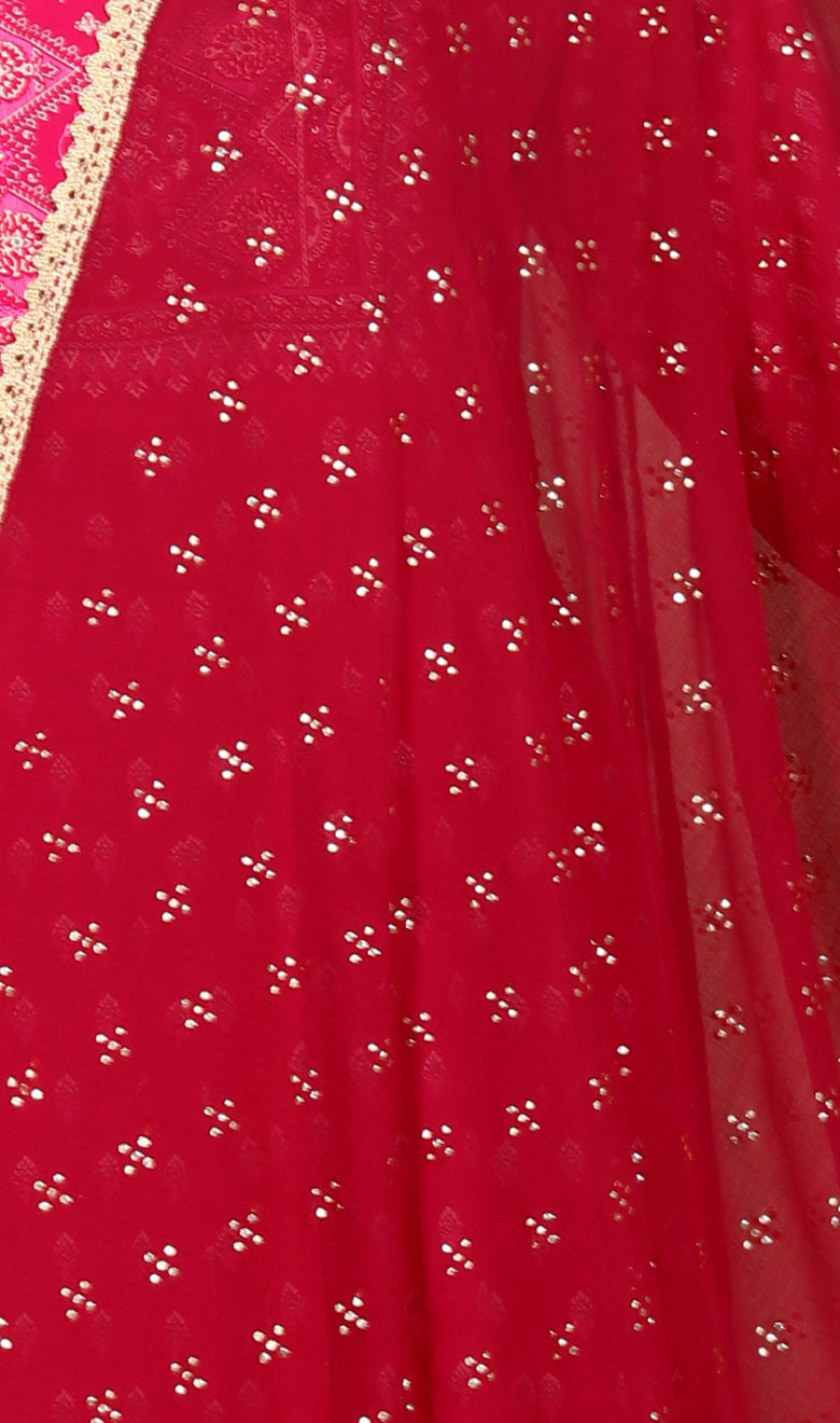 Maroon Chiffon Printed Dupatta