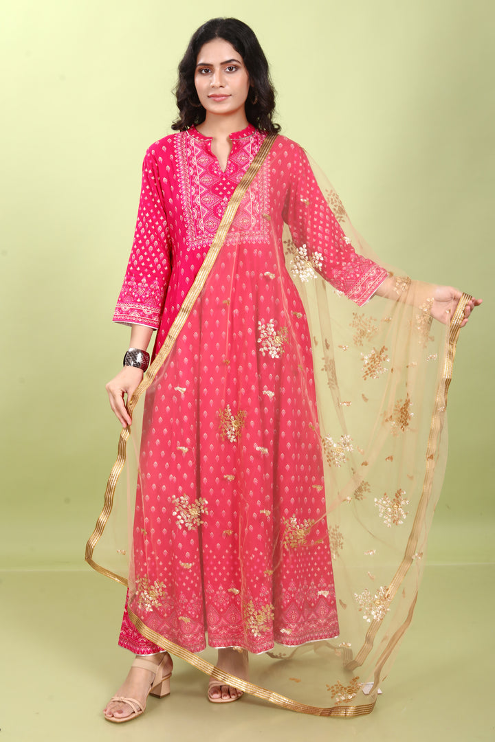 Golden Net Embroidered Dupatta