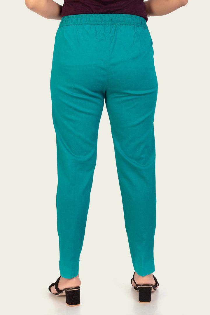 Teal Cotton Lycra Pant