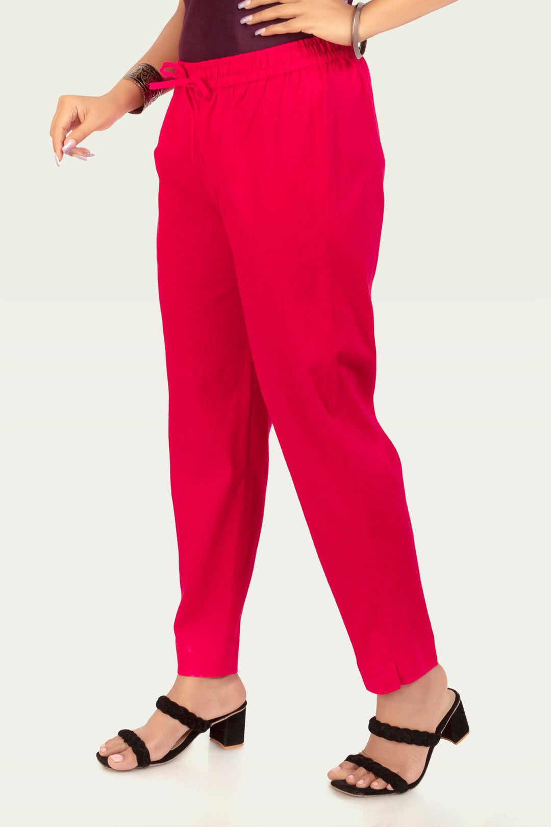 Women's Rani Pink Cotton Lycra Pant