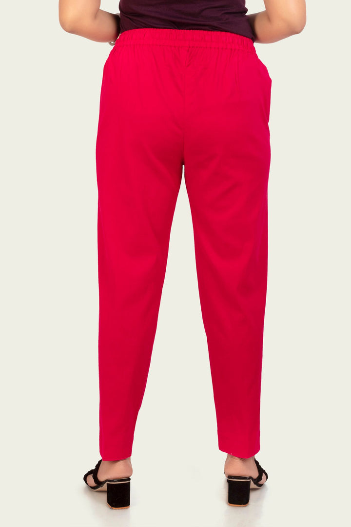 Women's Rani Pink Cotton Lycra Pant