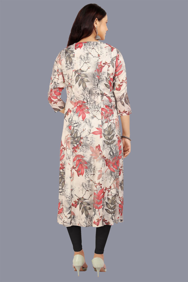 White & Black Rayon A Line Printed Kurta