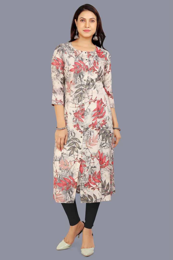 White & Black Rayon A Line Printed Kurta