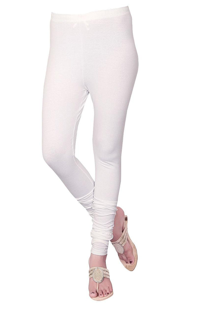 White Full Length Cotton Legging for women