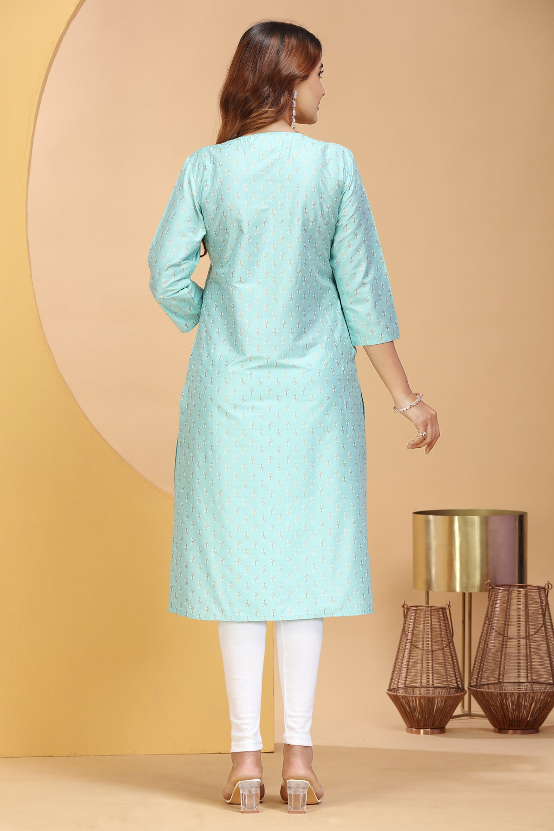 Mint Green PolySilk Embroidered Straight Kurta