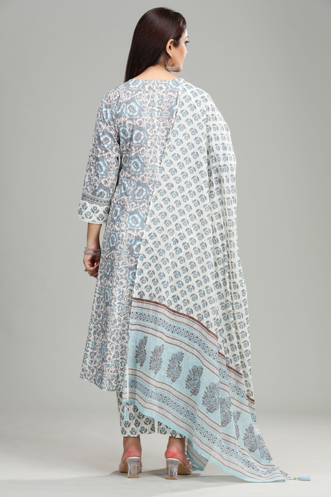 Warm Rust Cotton A Line Printed Kurta Pant Suit Set