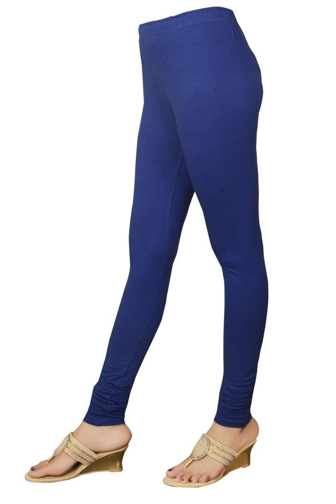 Blue Full Length Cotton Leggings