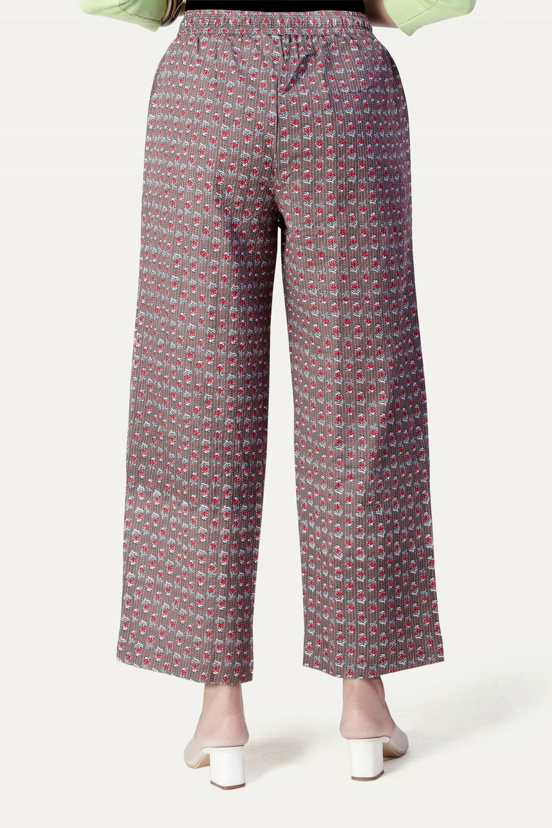 Brown Cotton Printed Pant