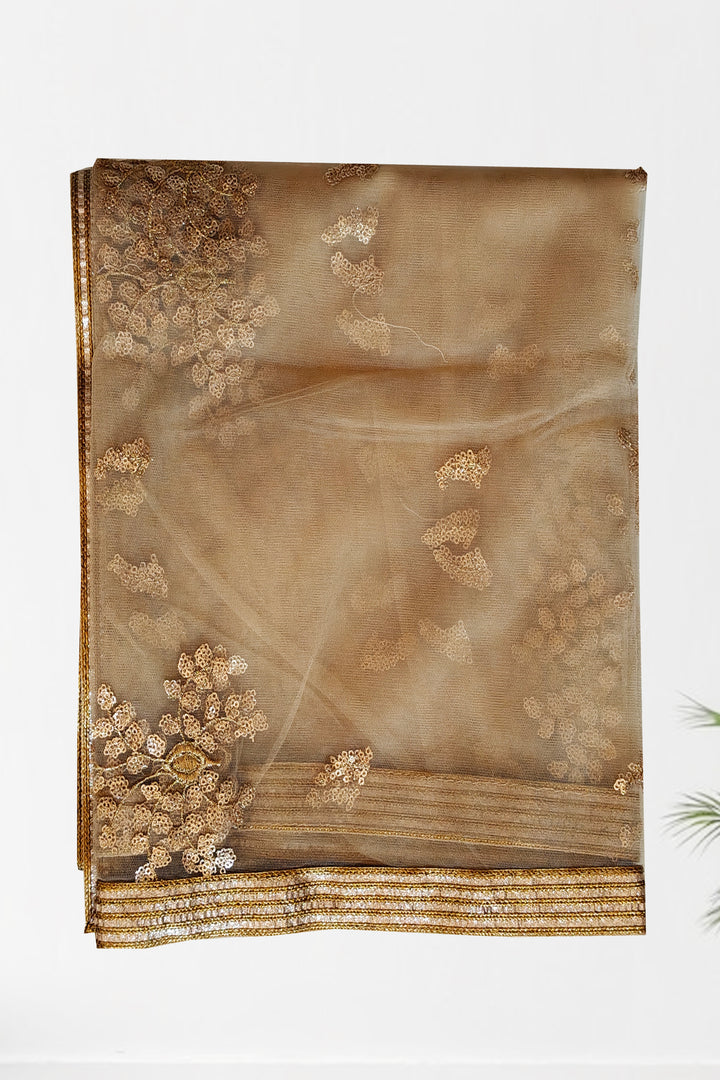 Golden Net Embroidered Dupatta