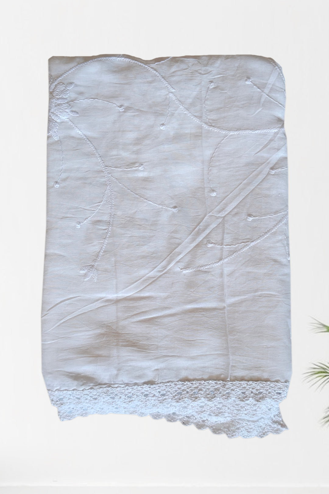 White Embroidered Cotton Dupatta