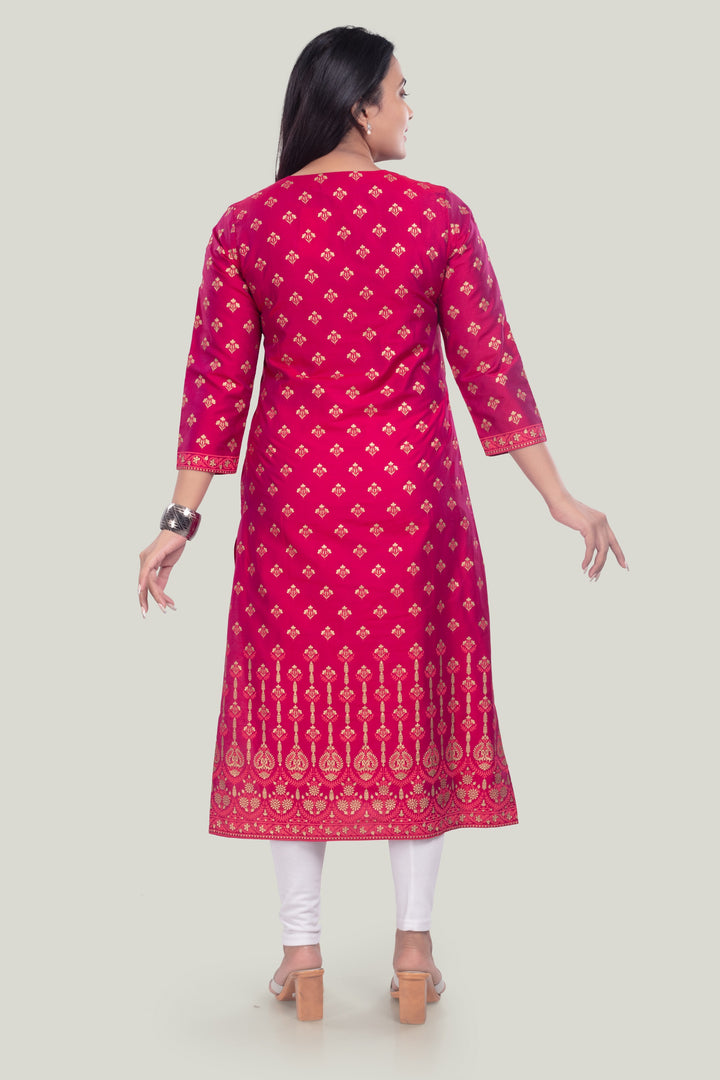 Maroon PolySilk Straight Printed Kurta