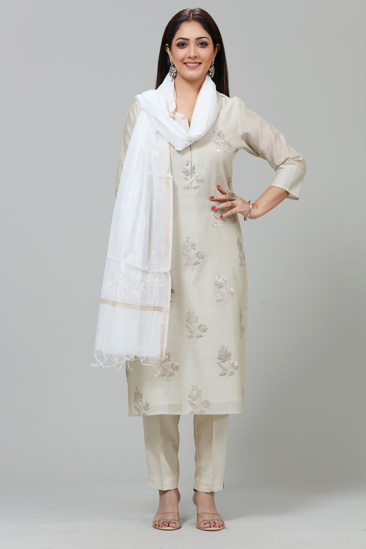 Off White Organza Embroidered Dupatta