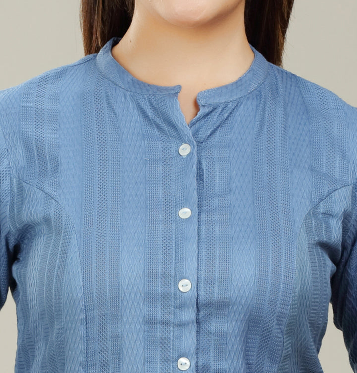 Blue cotton short kurta