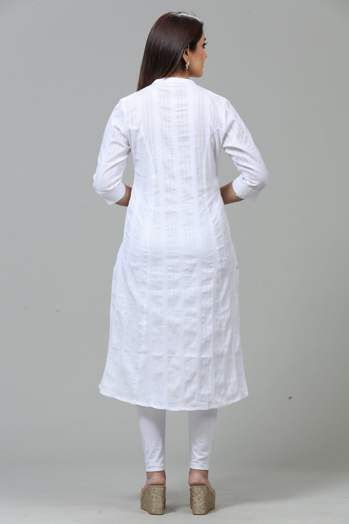 White Cotton A Line Kurta