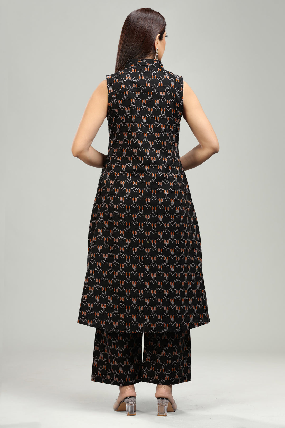 Black Flax Cotton A Line Printed Kurta Pant Co ord Set