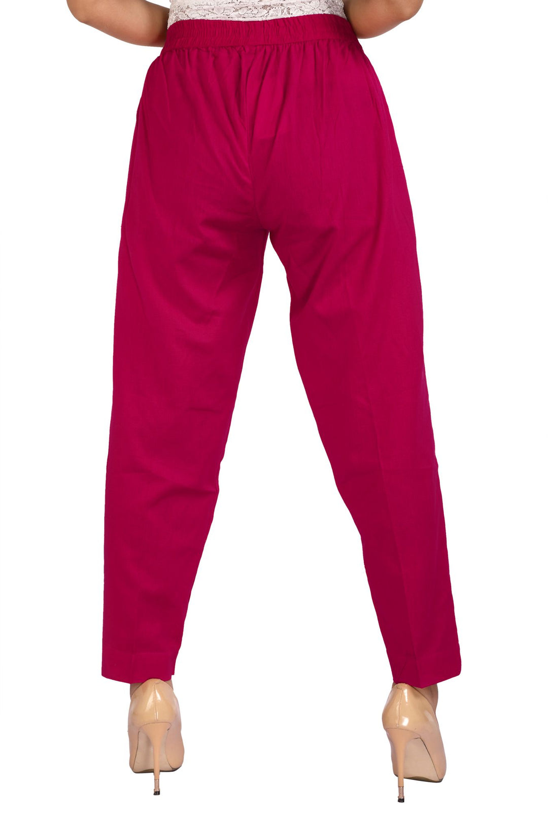 Rani Pink Solid Cotton Pant