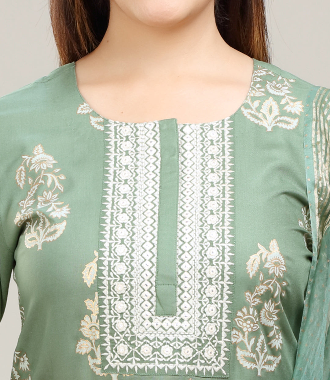 Light Green Rayon Straight Embroidered Kurta Palazzo Suit Set