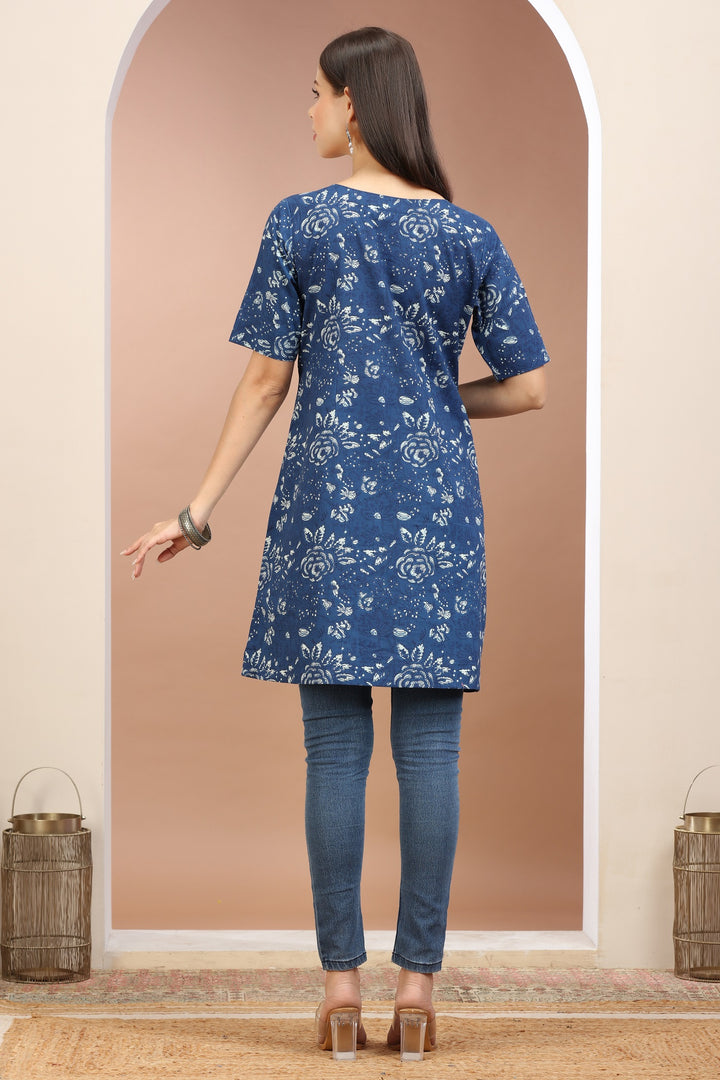 Blue jaipuri Cotton Printed Straight Kurta