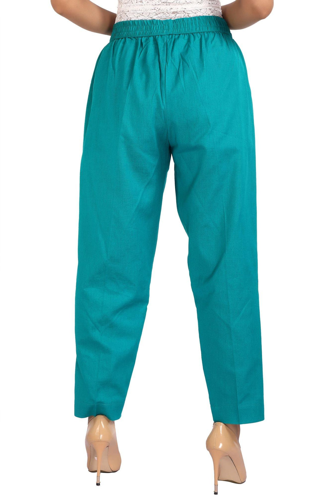 Teal Solid Cotton Pant