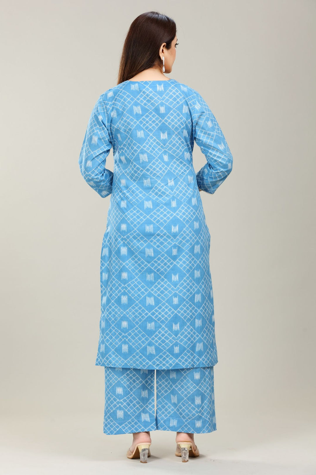 Sky Blue Cotton Embroidered Kurta Pant Co ord Set