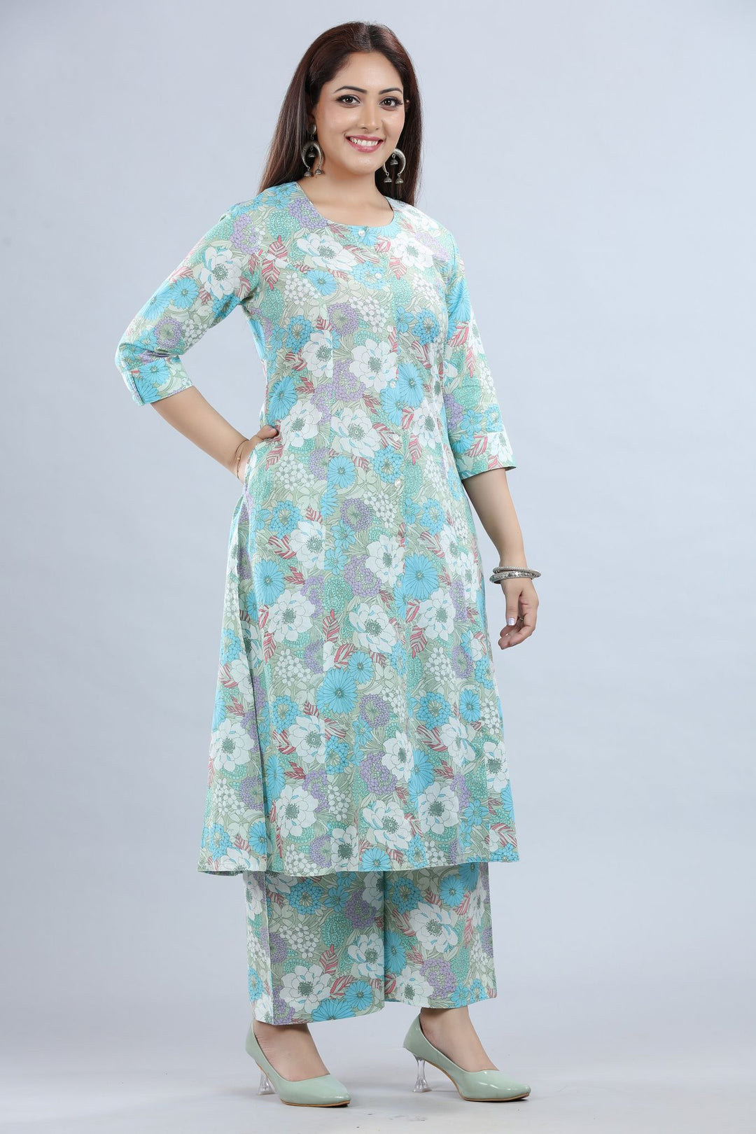 Multicolor Cotton Printed Kurta Pant Co ord Set