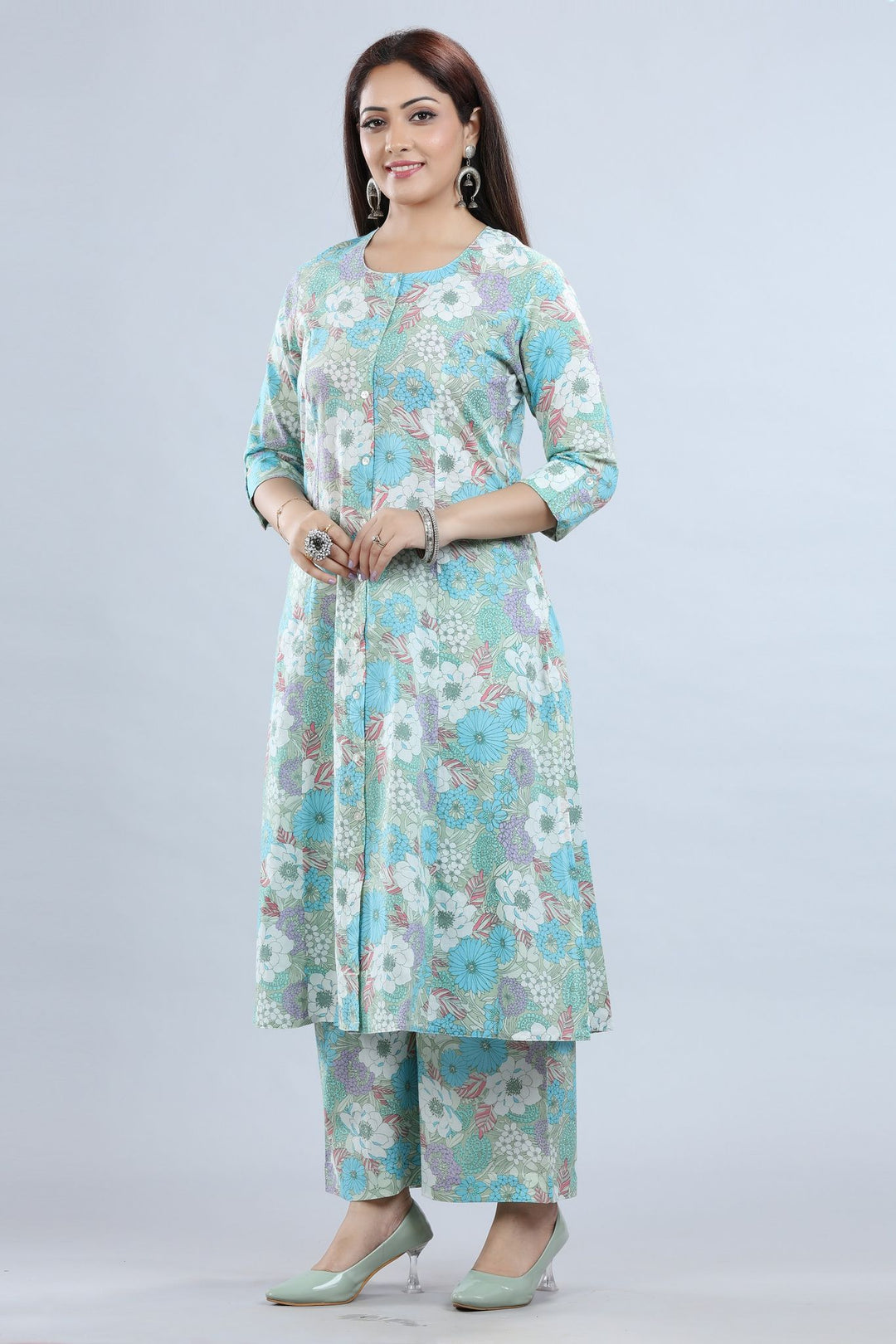 Multicolor Cotton Printed Kurta Pant Co ord Set