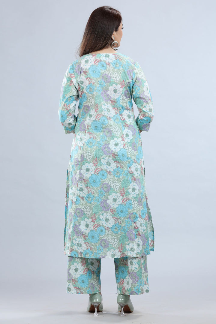 Multicolor Cotton Printed Kurta Pant Co ord Set