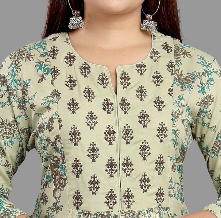 Light Green Rayon A Line Printed Kurta