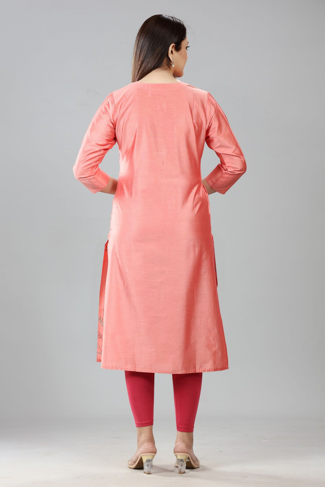 Light Pink Cotton Silk Straight Embroidered Kurta