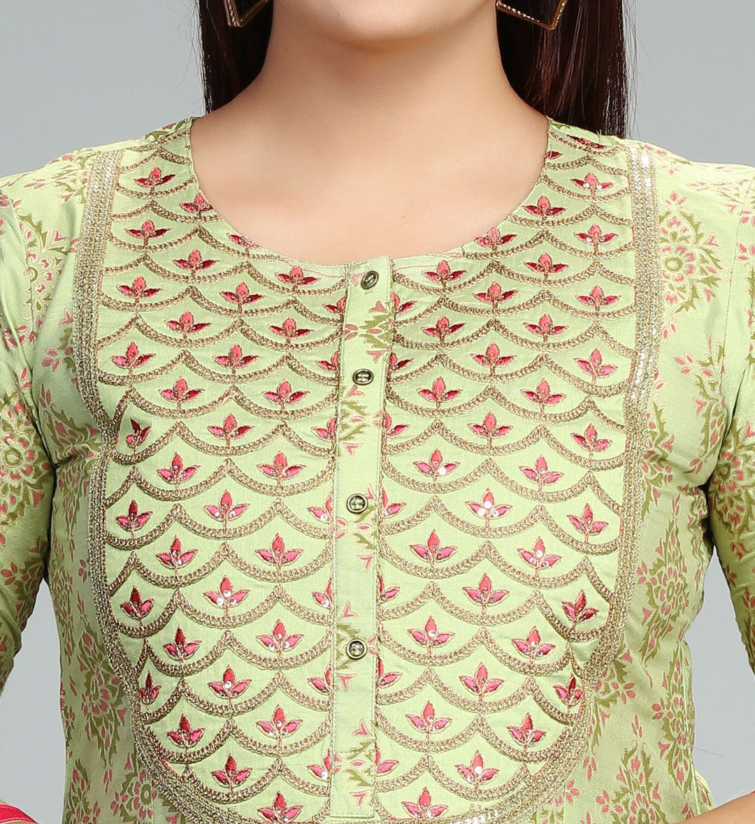 Green Cotton Silk Embroidered Kurta Pant Co ord Set