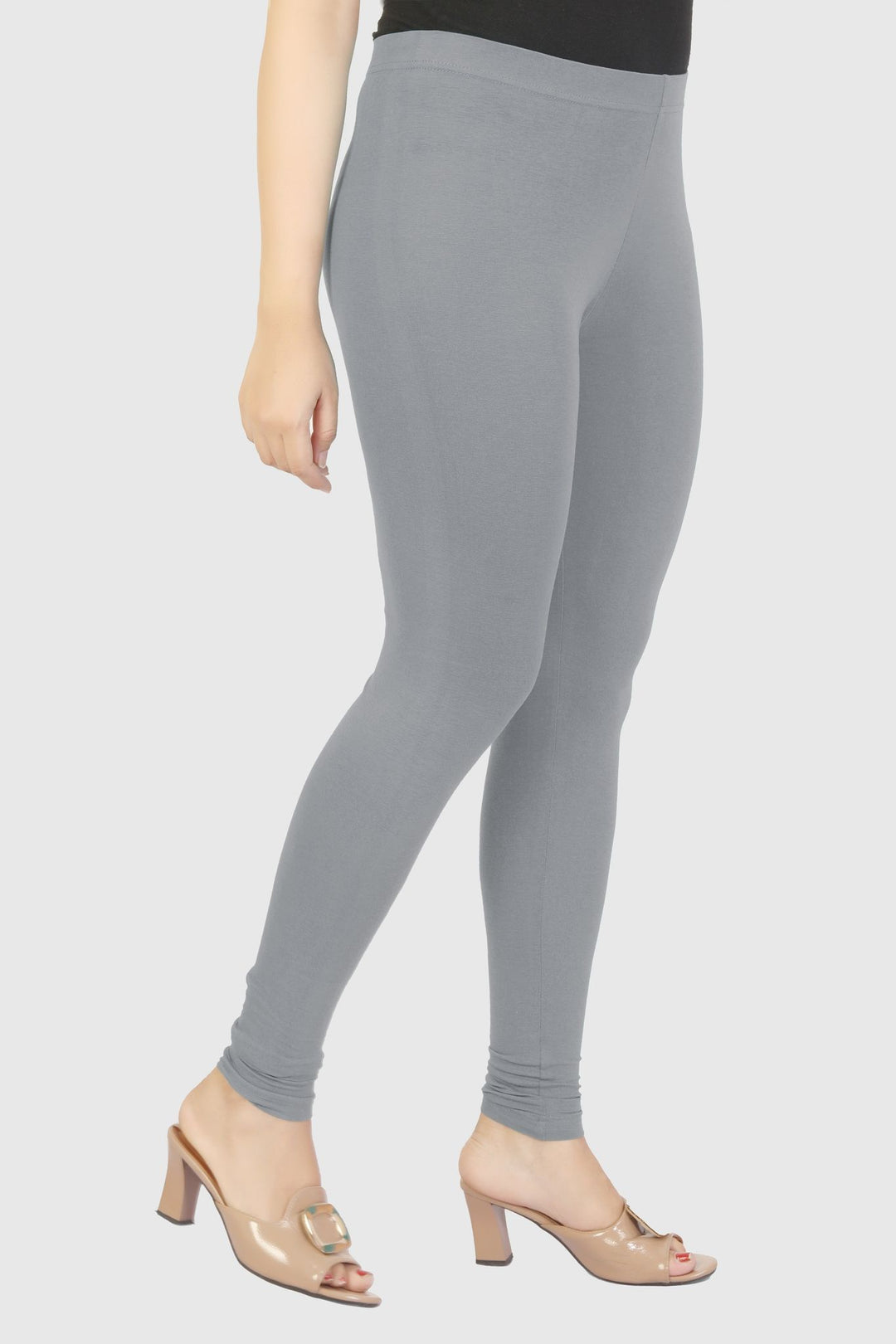 Grey Cotton Lycra Ankle Length Legging