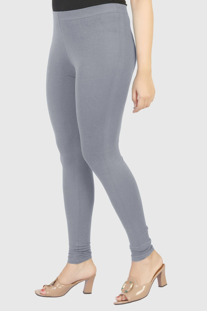 Grey Cotton Lycra Ankle Length Legging