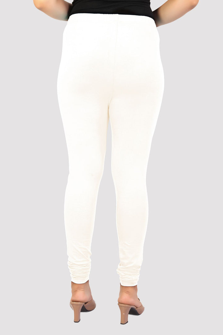 Off White Cotton Lycra Ankle Length Legging