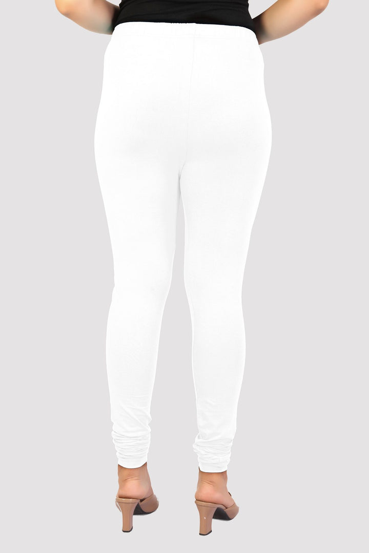 White Cotton Lycra Ankle Length Leggings