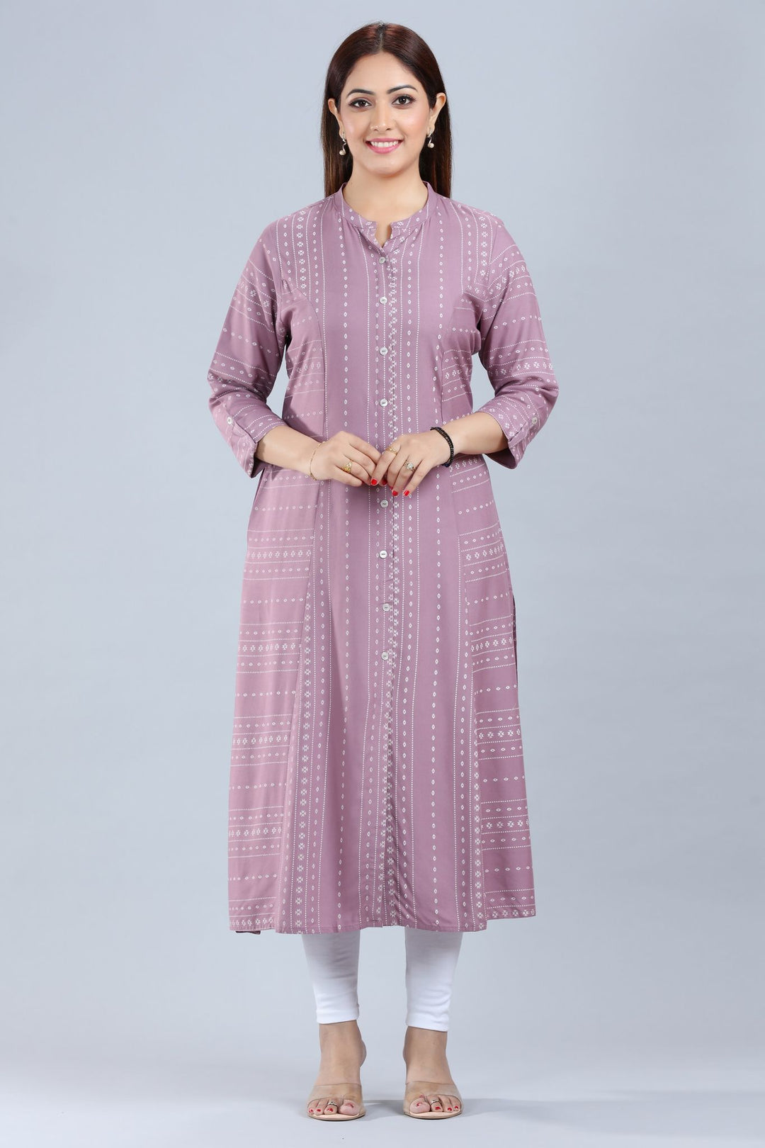 Light Purple Rayon A Line Yarndyed Kurta