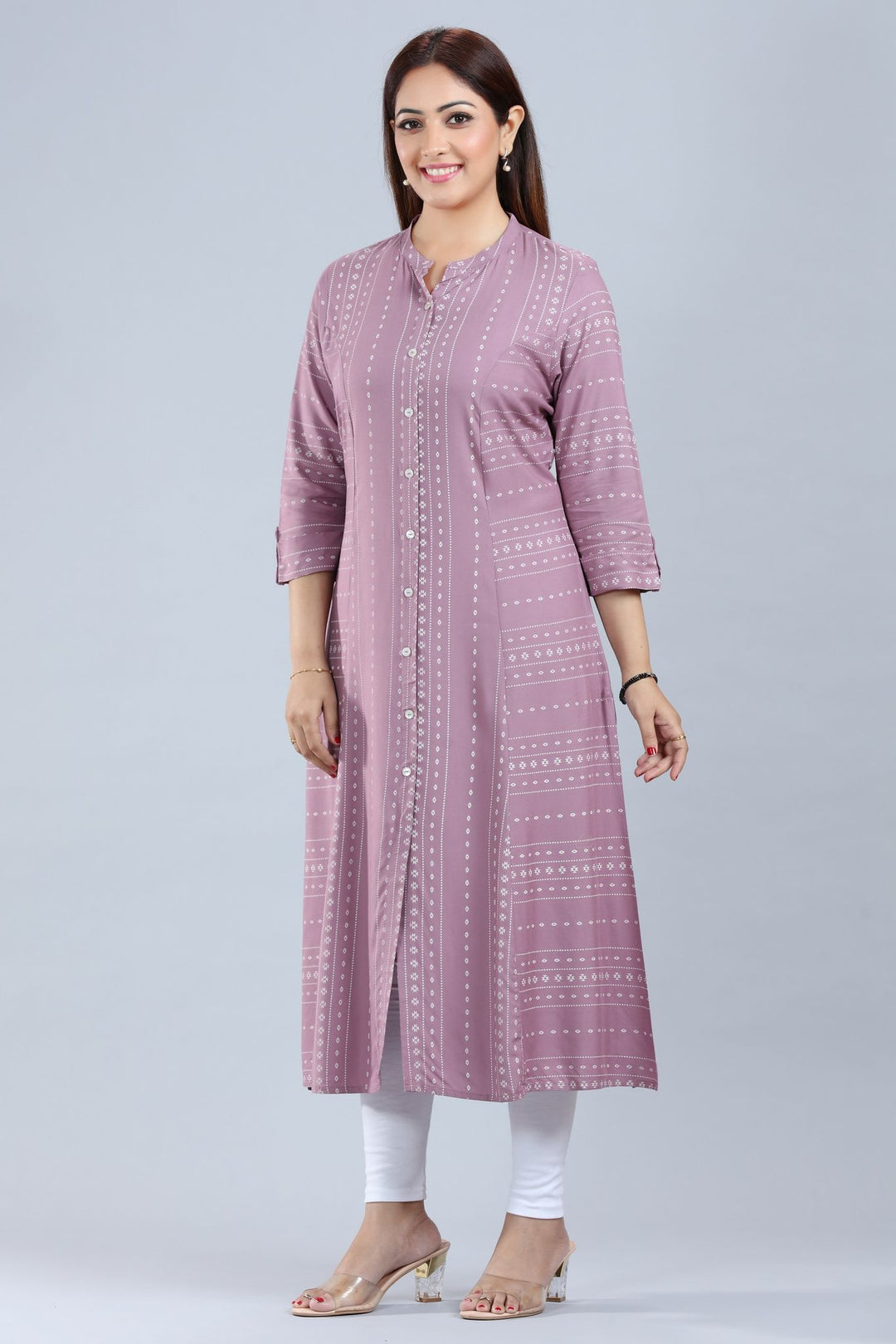 Light Purple Rayon A Line Yarndyed Kurta