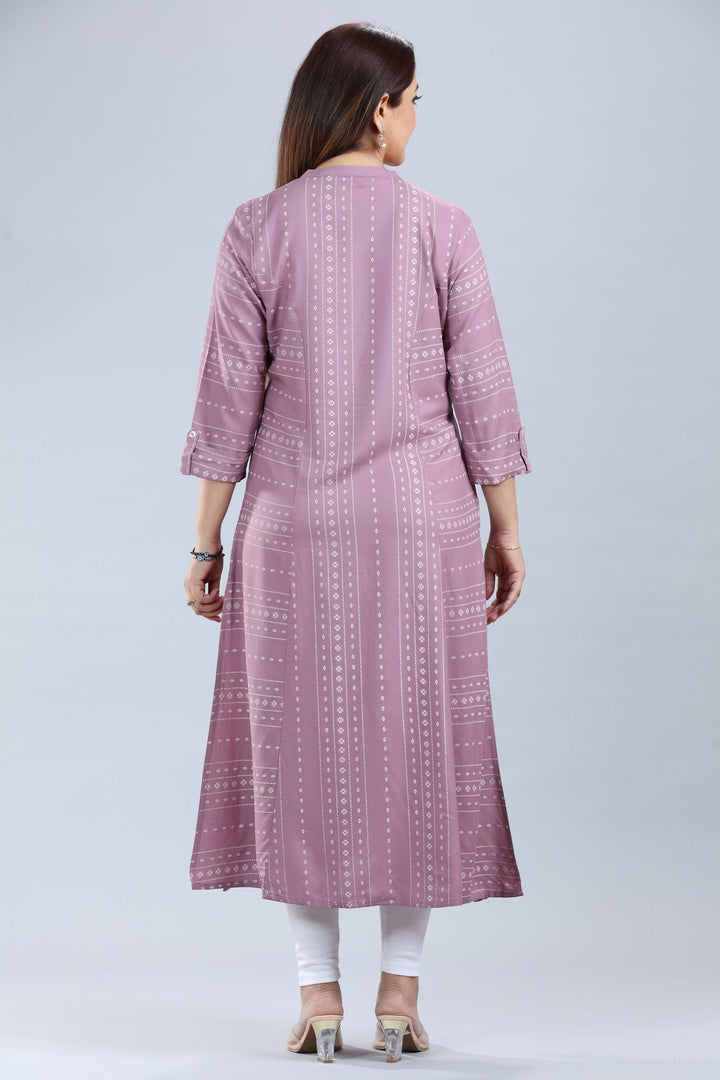 Light Purple Rayon A Line Yarndyed Kurta