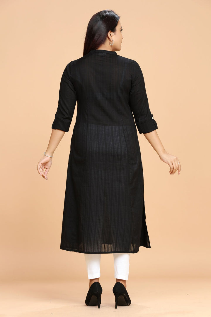 Black Cotton A Line Kurta