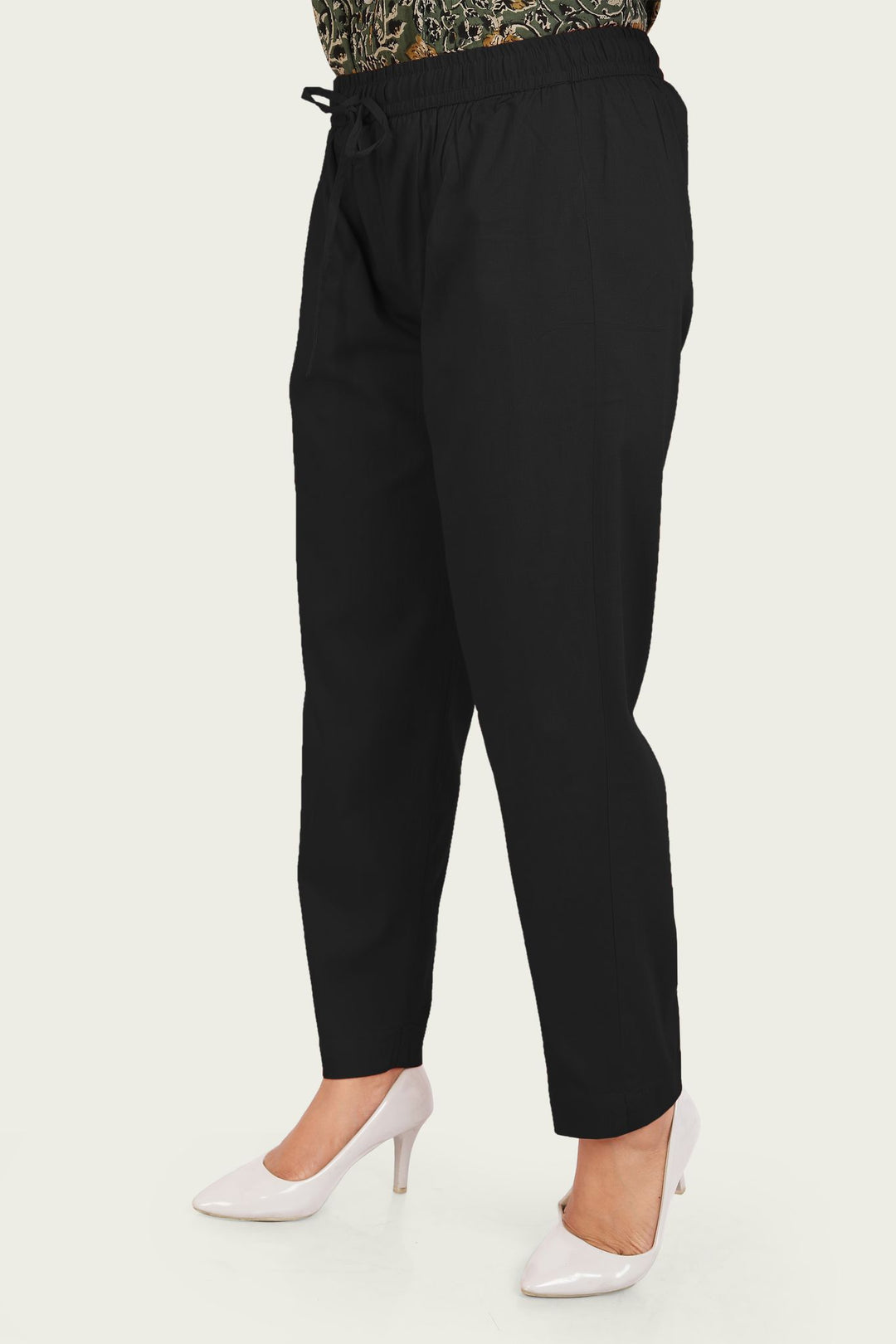 Black Cotton Lycra Pant