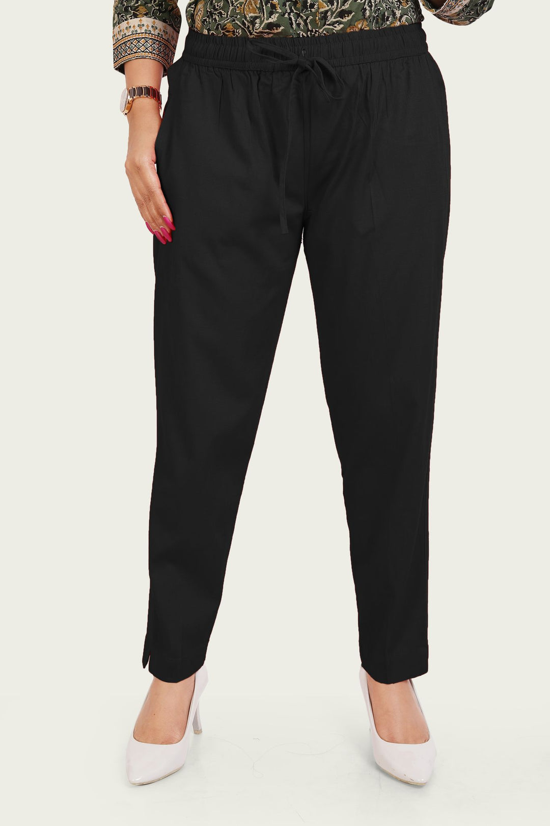 Black Cotton Lycra Pant