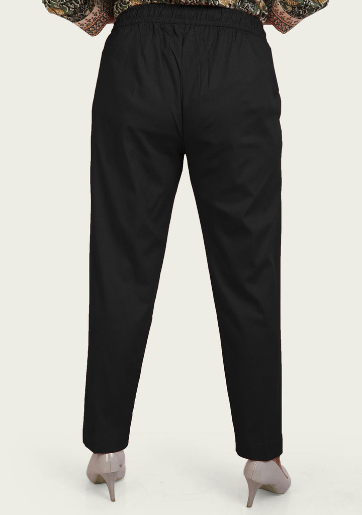 Black Cotton Lycra Pant