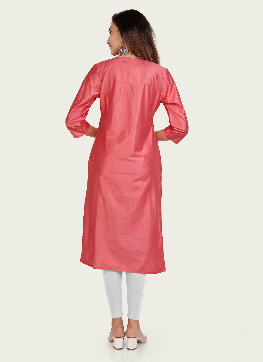 Sanchita Pink Soft Silk Straight Kurtis