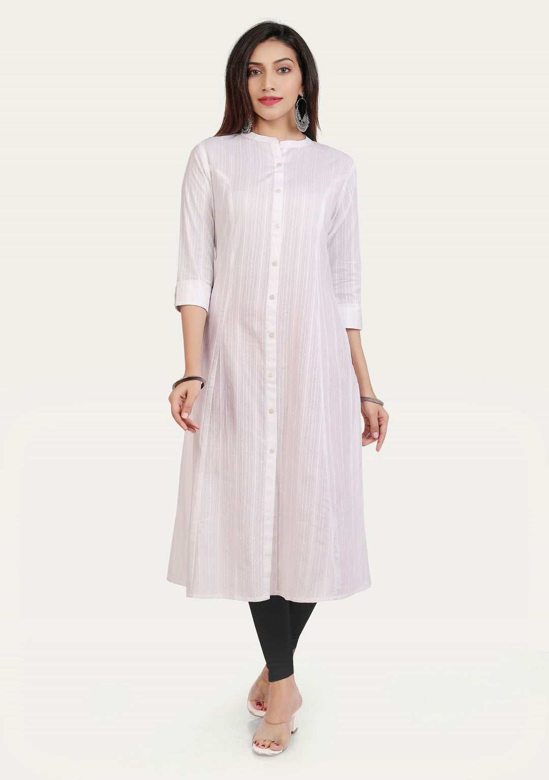 White Cotton A Line Kurta