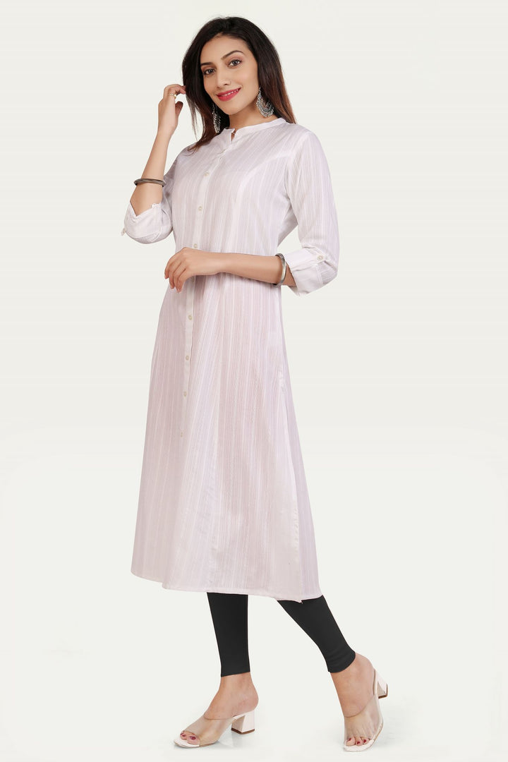 White Cotton A Line Kurta